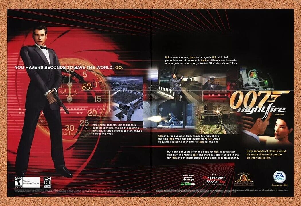 007 Nightfire PC Original 2004 Ad Authentic Windows James Bond Video Game Promo