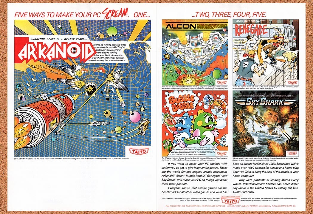 1989 Taito IBM Games Original Advertisement / Retro Promo v8