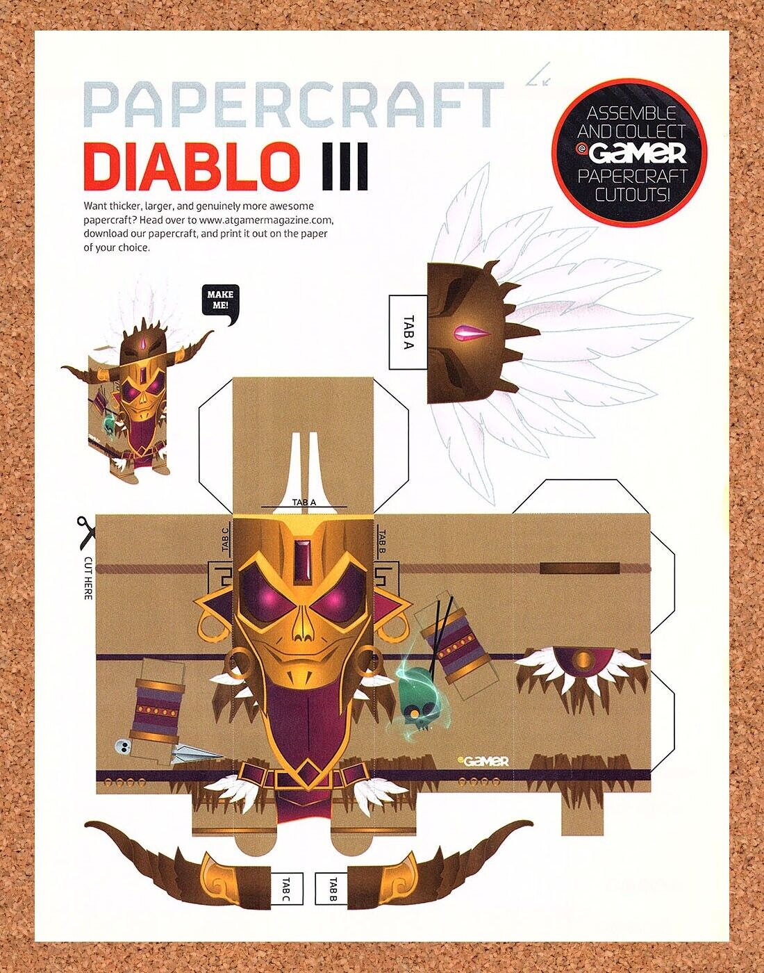 Diablo III PaperCraft Original 2012 Ad Authentic Video Game Collectible Promo