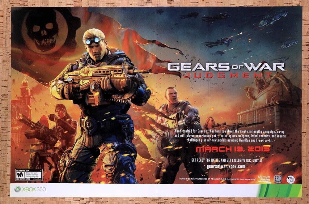 2013 Gears Of War Judgement Xbox 360 Original Advertisement / Retro Wall Art v5