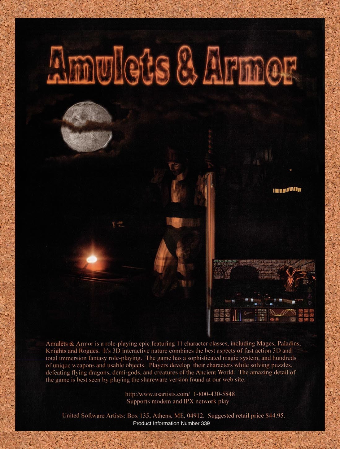 1997 Amulets & Armor PC Original Advertisement / Retro Promo v1