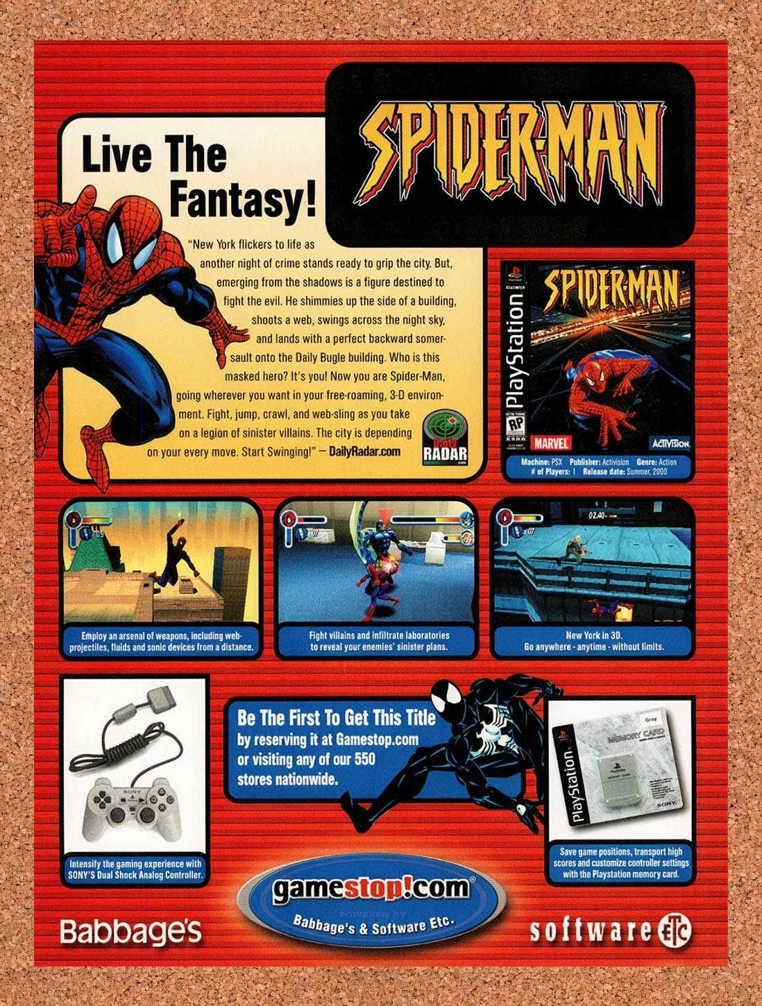 2000 Spider-Man GameStop Original Advertisement / Retro Promo v5