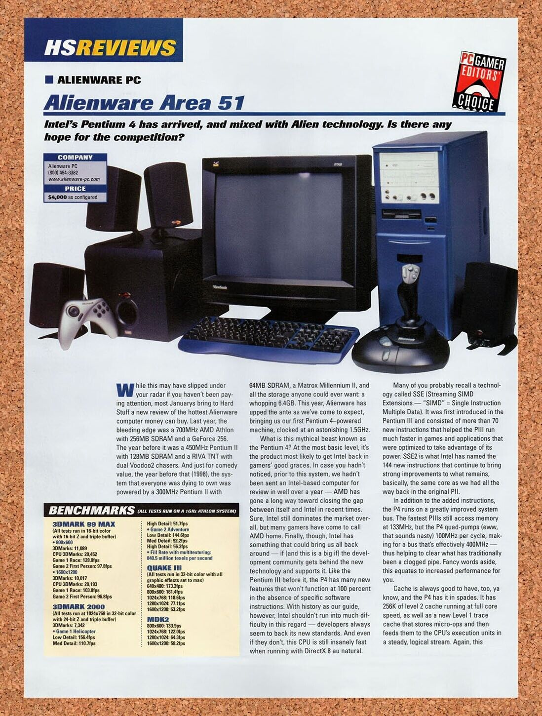 2000 Alienware Area-51 Original Advertisement / Retro Wall Art v28