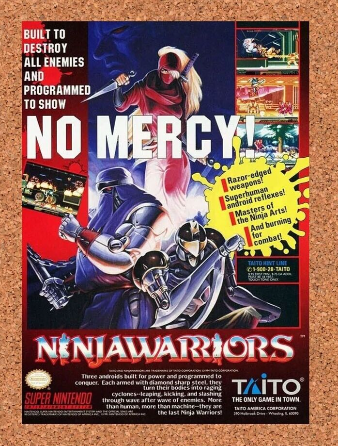 Ninja Warriors SNES Original 1993 Ad Authentic Nintendo Video Game Promo