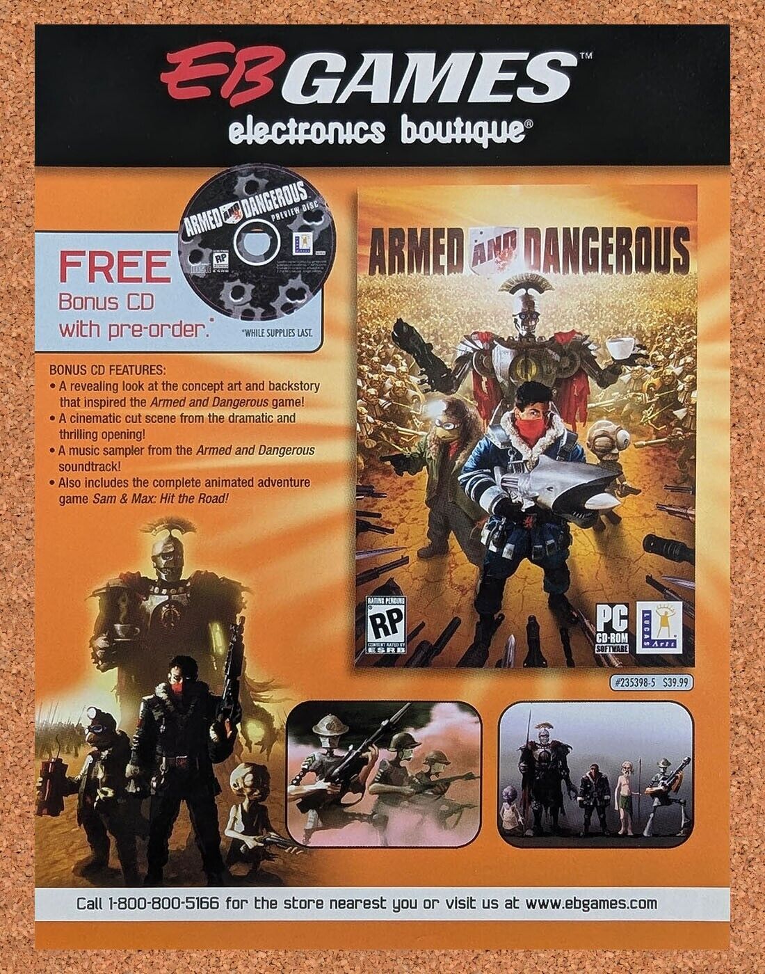 Armed And Dangerous PC Original 2003 Ad Authentic EB Games Video Game Promo
