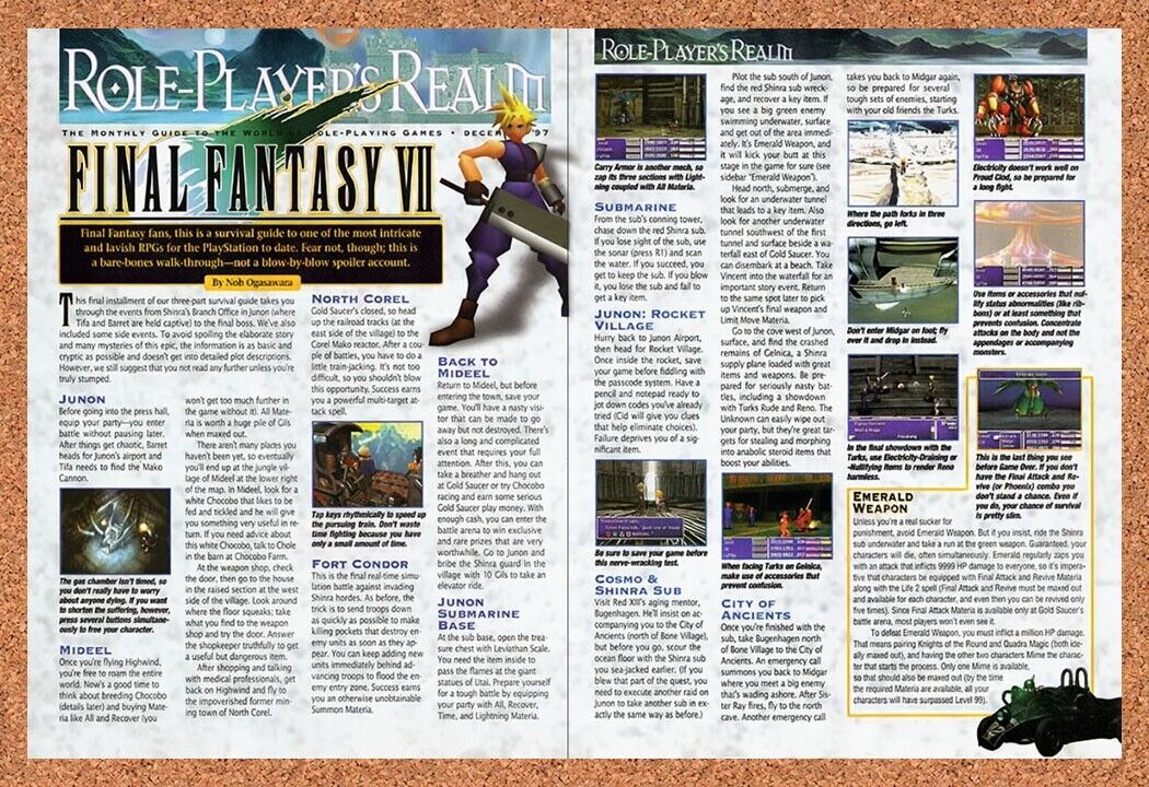 1997 Final Fantasy VII PS1 Original Advertisement / Retro Wall Art v13