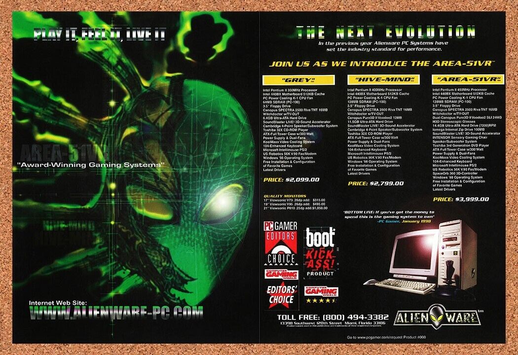 Alienware Original 1997 Vintage Ad - Area-51VR Retro Tech Promo