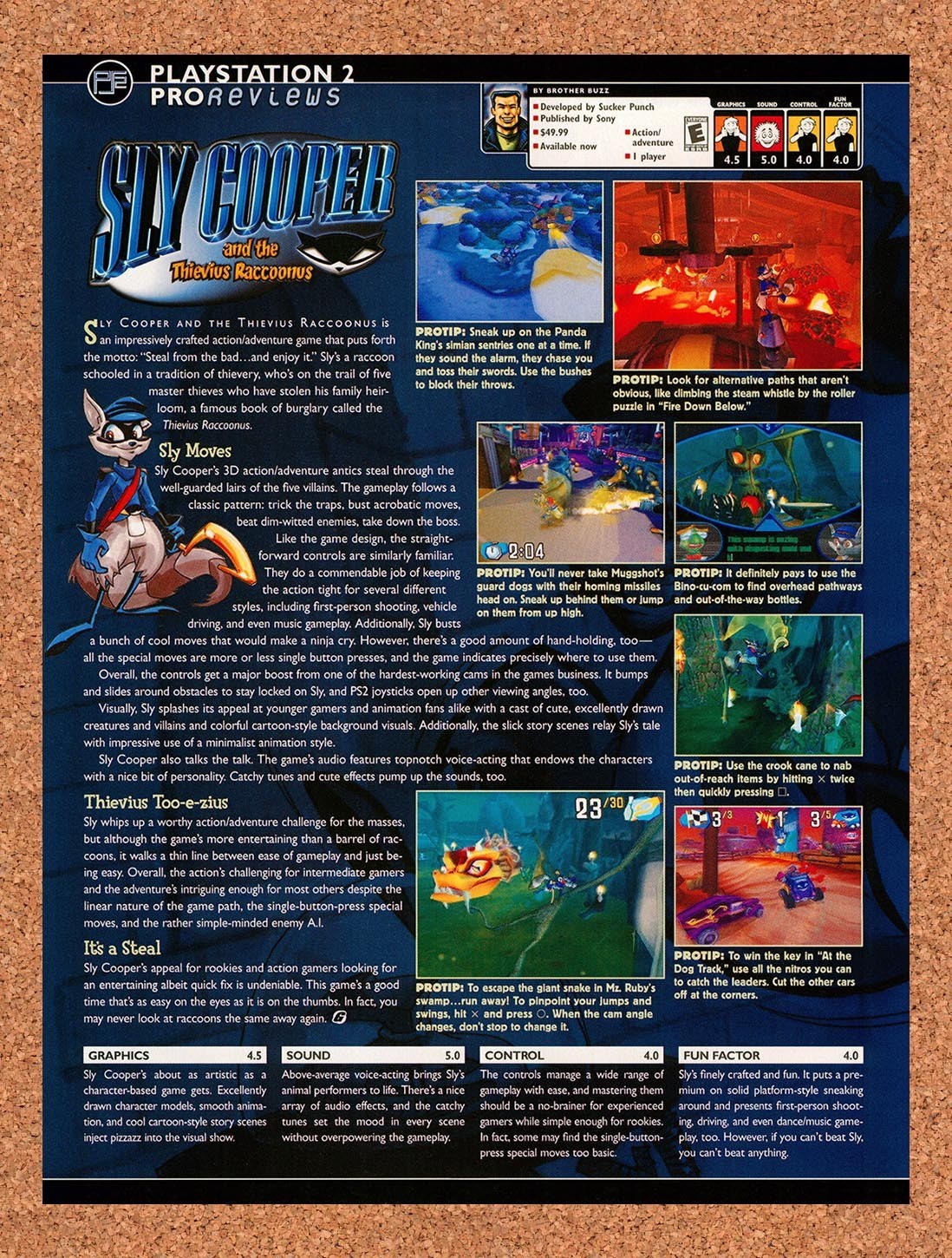 2002 Sly Cooper And The Thievius Raccoonus PS2 Original Ad / Promo vr2