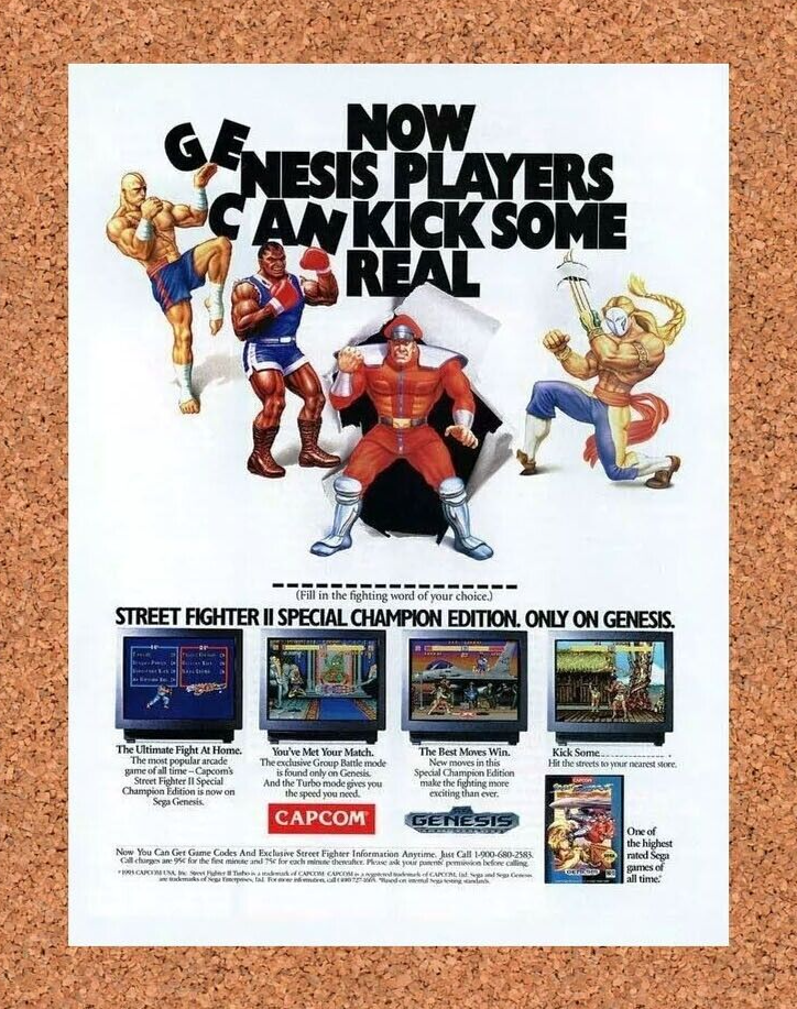 Street Fighter Genesis Original 1993 Ad Authentic Capcom Video Game Promo