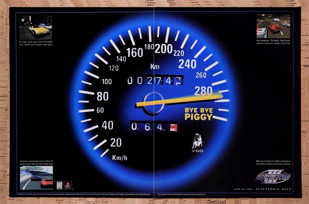 1998 Need For Speed 3 Hot Pursuit PS1 Original Advertisement / Retro Wall Art v1