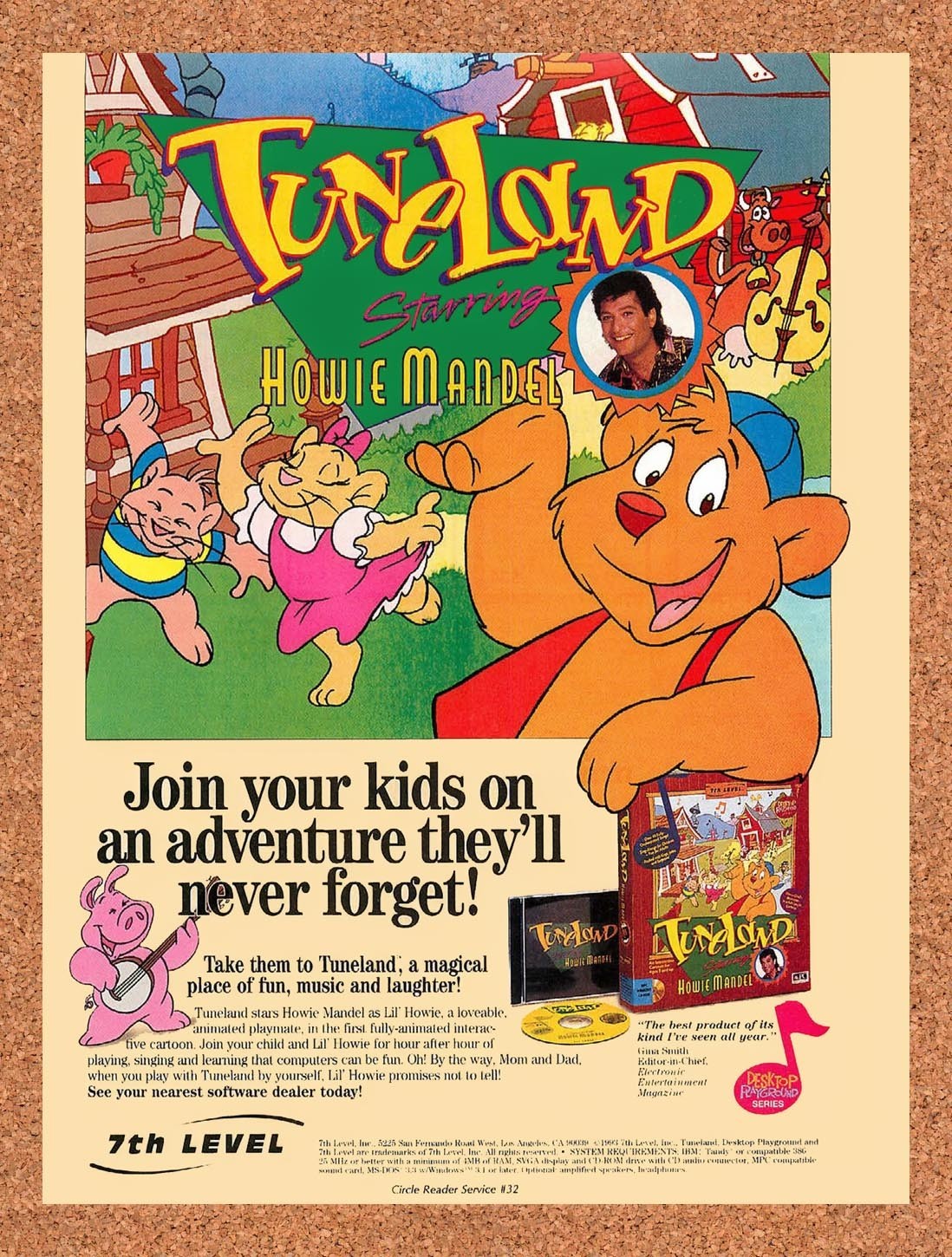 1994 Tuneland Starring Howie Mandel PC Original Advertisement / Retro Promo v1