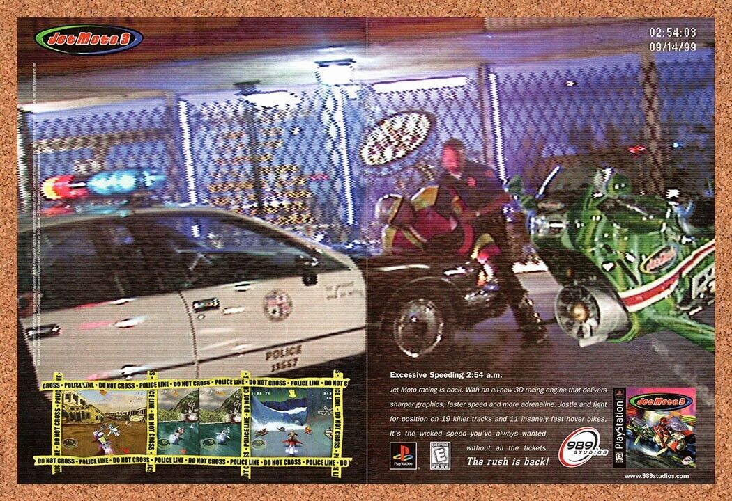 1999 Jet Moto 3 PS1 Original Advertisement / Retro Wall Art v2