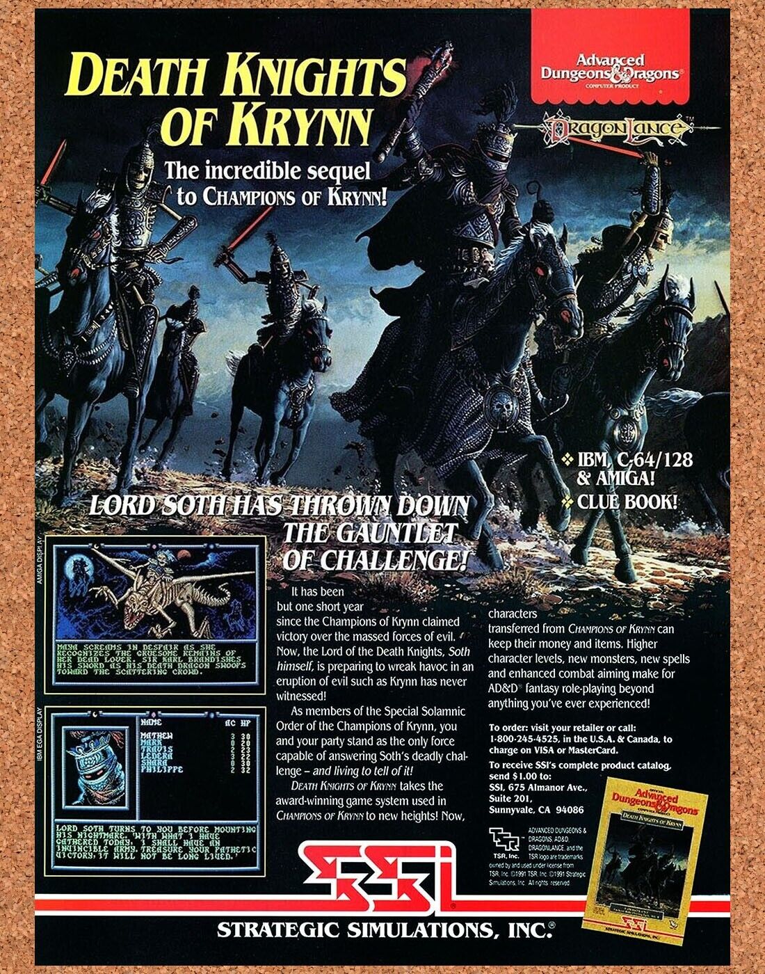 Advanced Dungeons And Dragons Amiga Death Knights Krynn Original 1992 Ad Promo