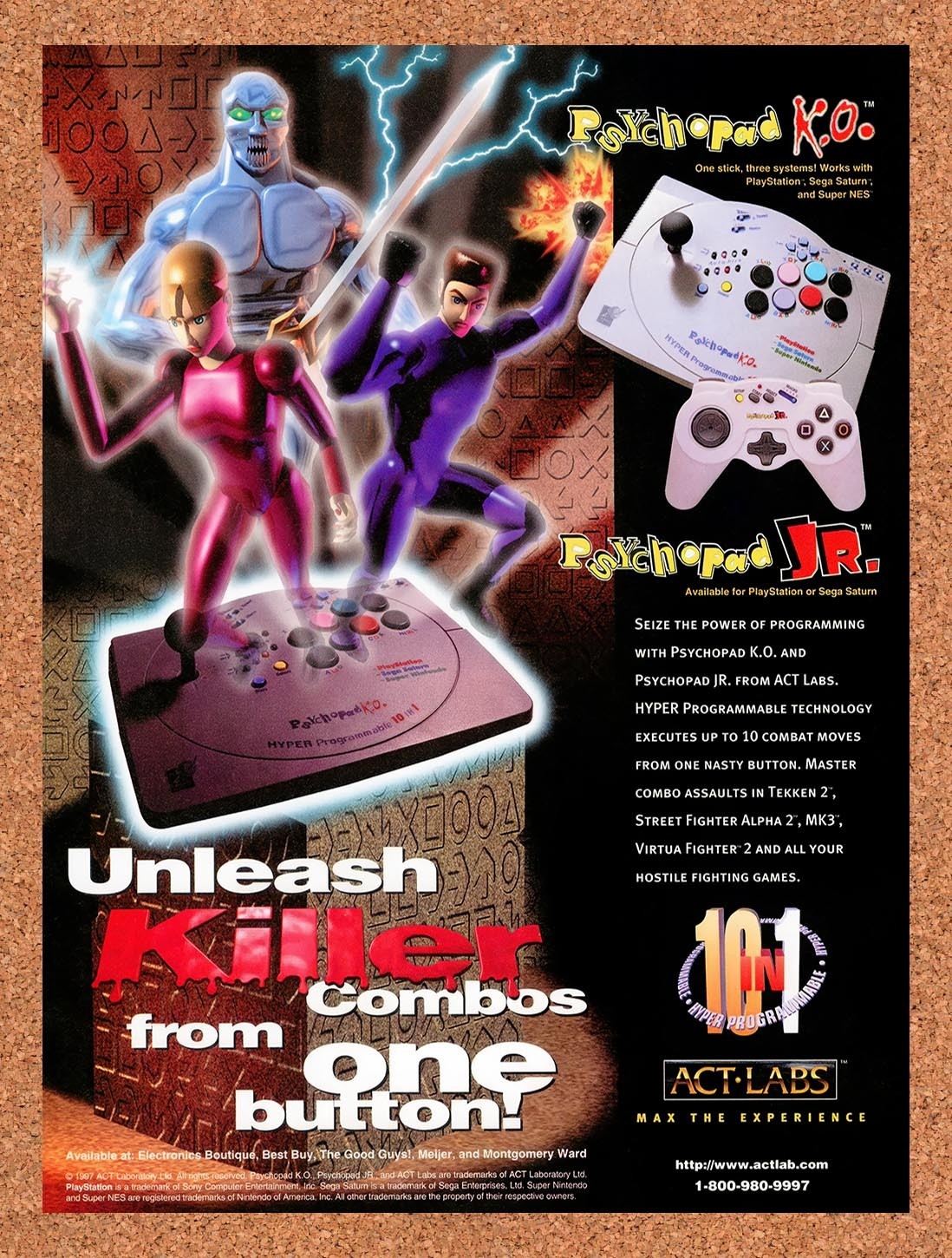 1997 Act Labs PS1 Programmable Psychopad Original Advertisement / Retro Promo v1