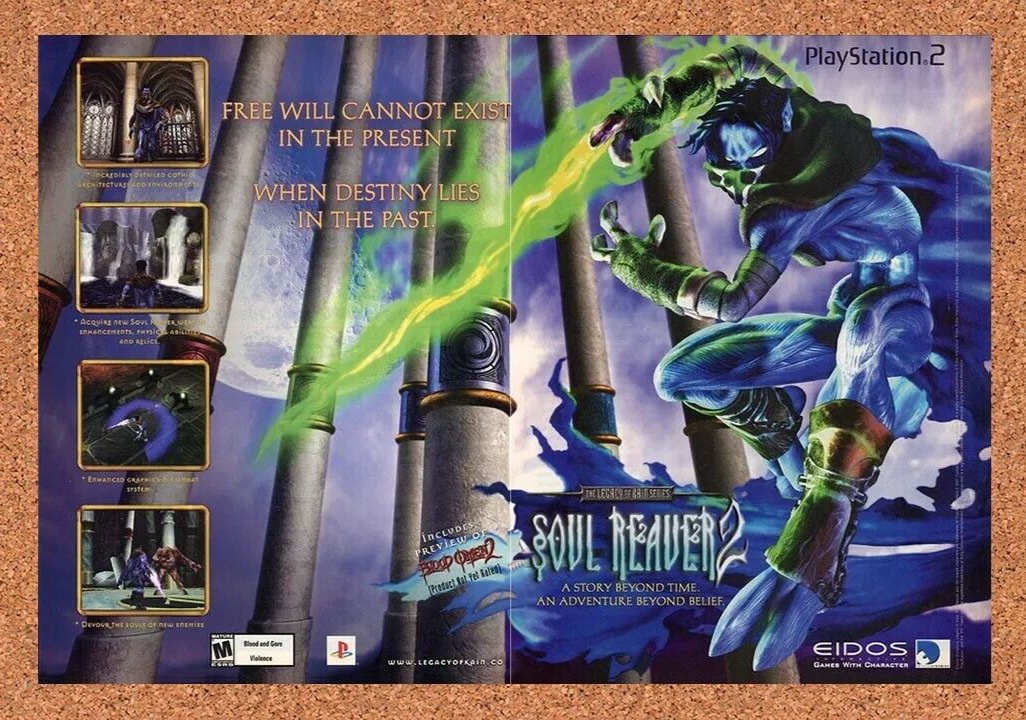 Legacy of Kain Soul Reaver 2 PS1 Original 2000 Ad Authentic Game Promo