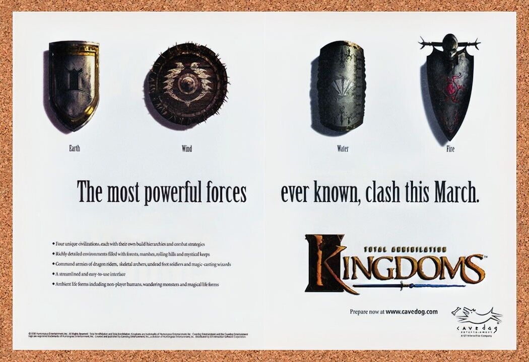 1998 Total Annihilation Kingdoms PC Original Advertisement / Retro Wall Art v1