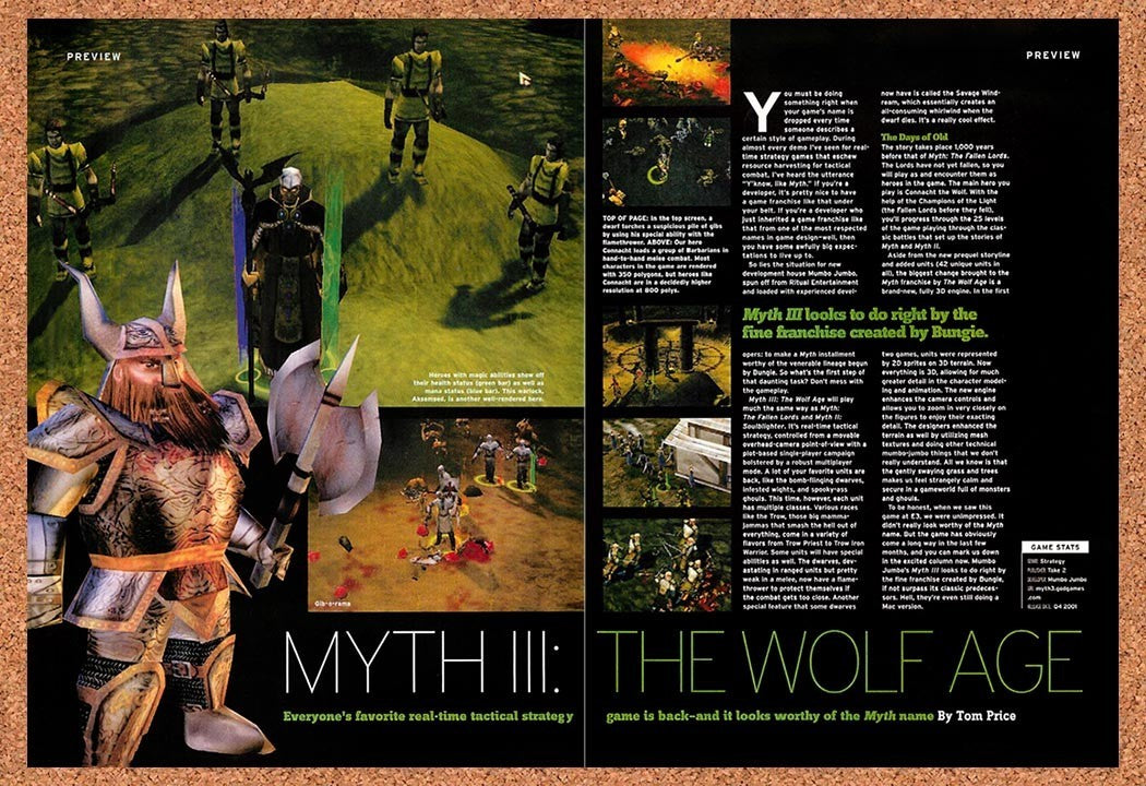 2001 Myth III The Wolf Age PC Original Advertisement / Retro Promo vr1