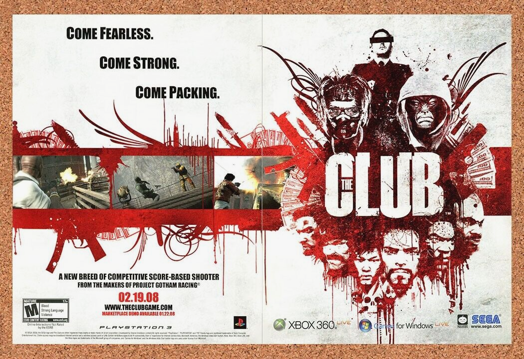 The Club Xbox 360 Original 2008 Ad Authentic Sega Release Video Game Promo