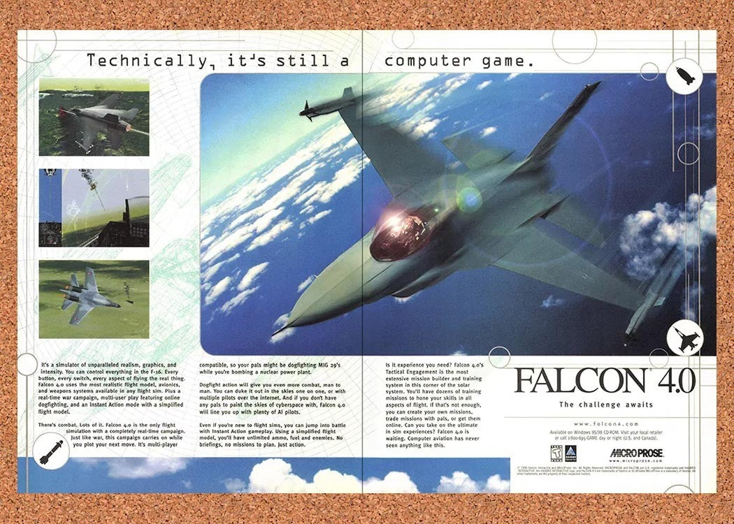 1999 Falcon 4.0 PC Original Advertisement / Retro Promo v3