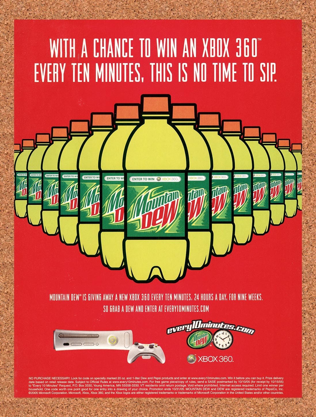 2005 Mountain Dew Xbox 360 Original Advertisement / Retro Promo v2