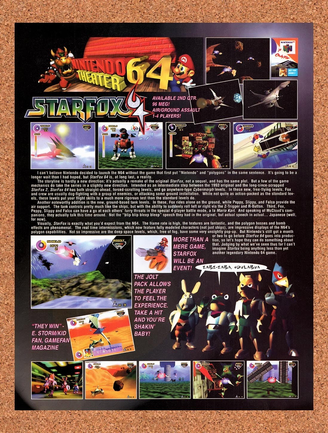 1997 StarFox 64 N64 Original Advertisement / Retro Promo vr2