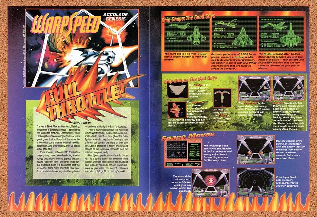 1993 Warp Speed Genesis Original Advertisement / Retro Wall Art v2