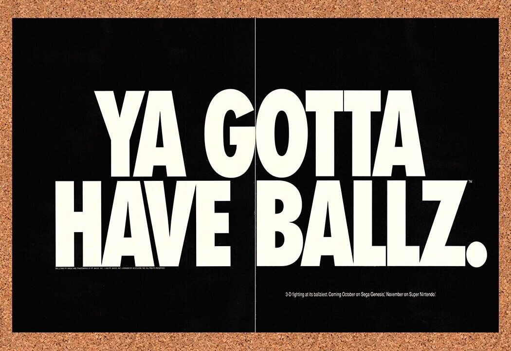 Ballz SNES Original 1994 Print Ad Authentic Lewd Nintendo Video Game Art Promo