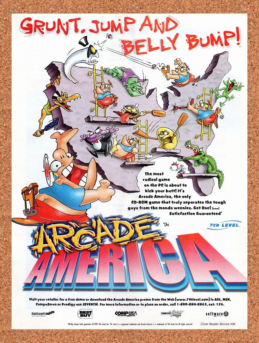 Arcade America PC Original 1995 Vintage Ad - Video Game Promo