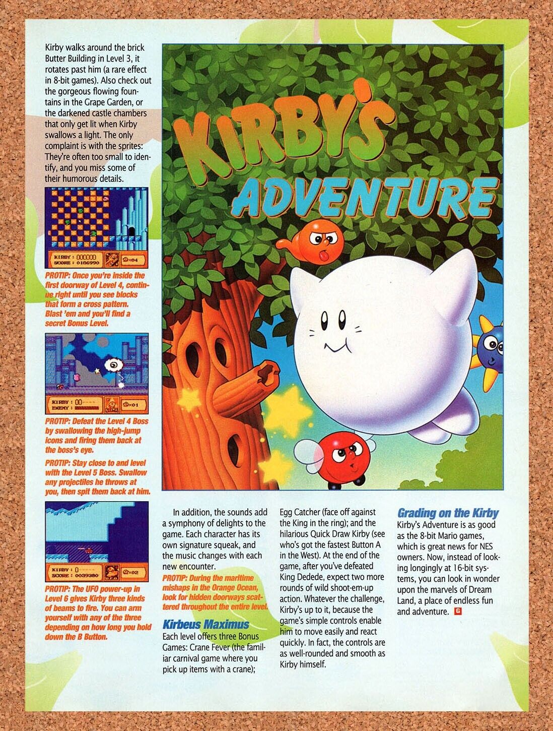 1993 Kirby's Adventure GBA Original Advertisement / Retro Wall Art v1