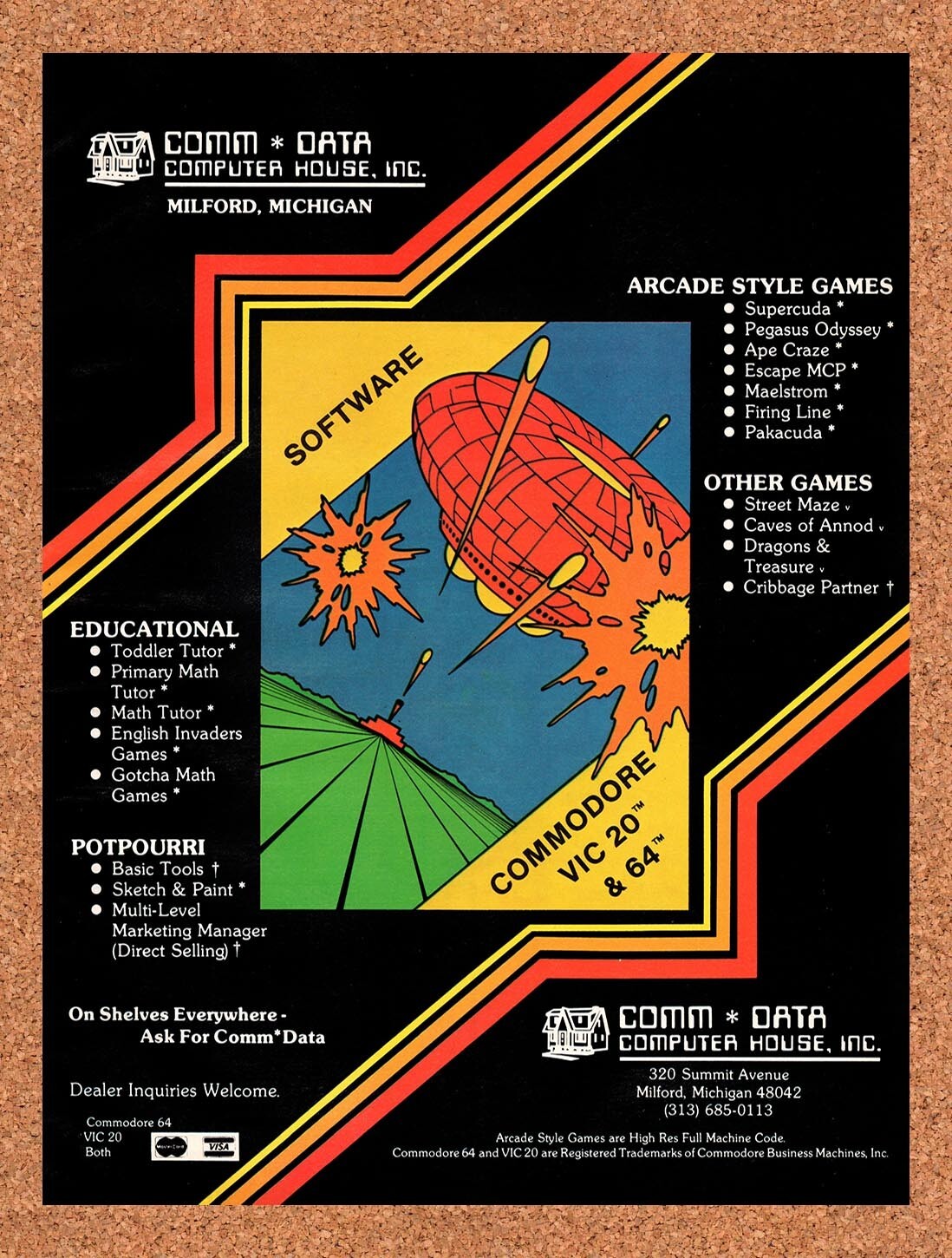 1983 Comm*Data Computer House Commodore 64 Software Original Ad v1