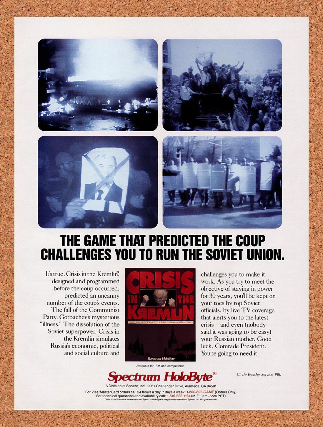 1992 Crisis In The Kremlin PC Original Advertisement / Retro Promo v1