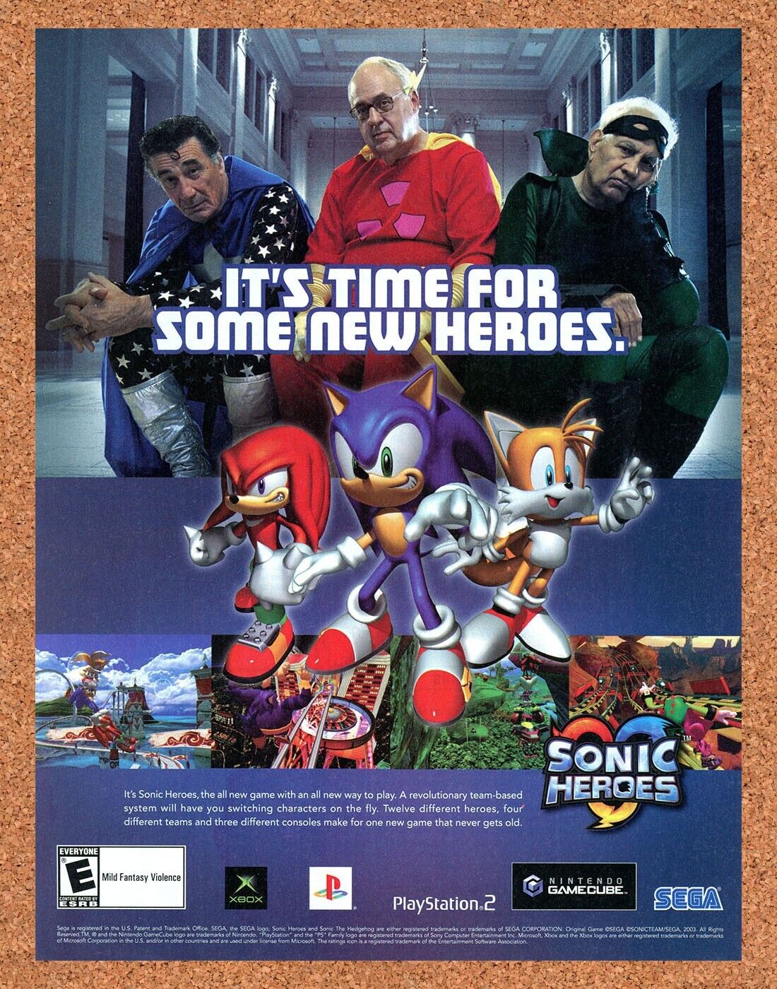 Sonic Heroes GameCube Original 2004 Print Ad Authentic Sega Video Game Art Promo