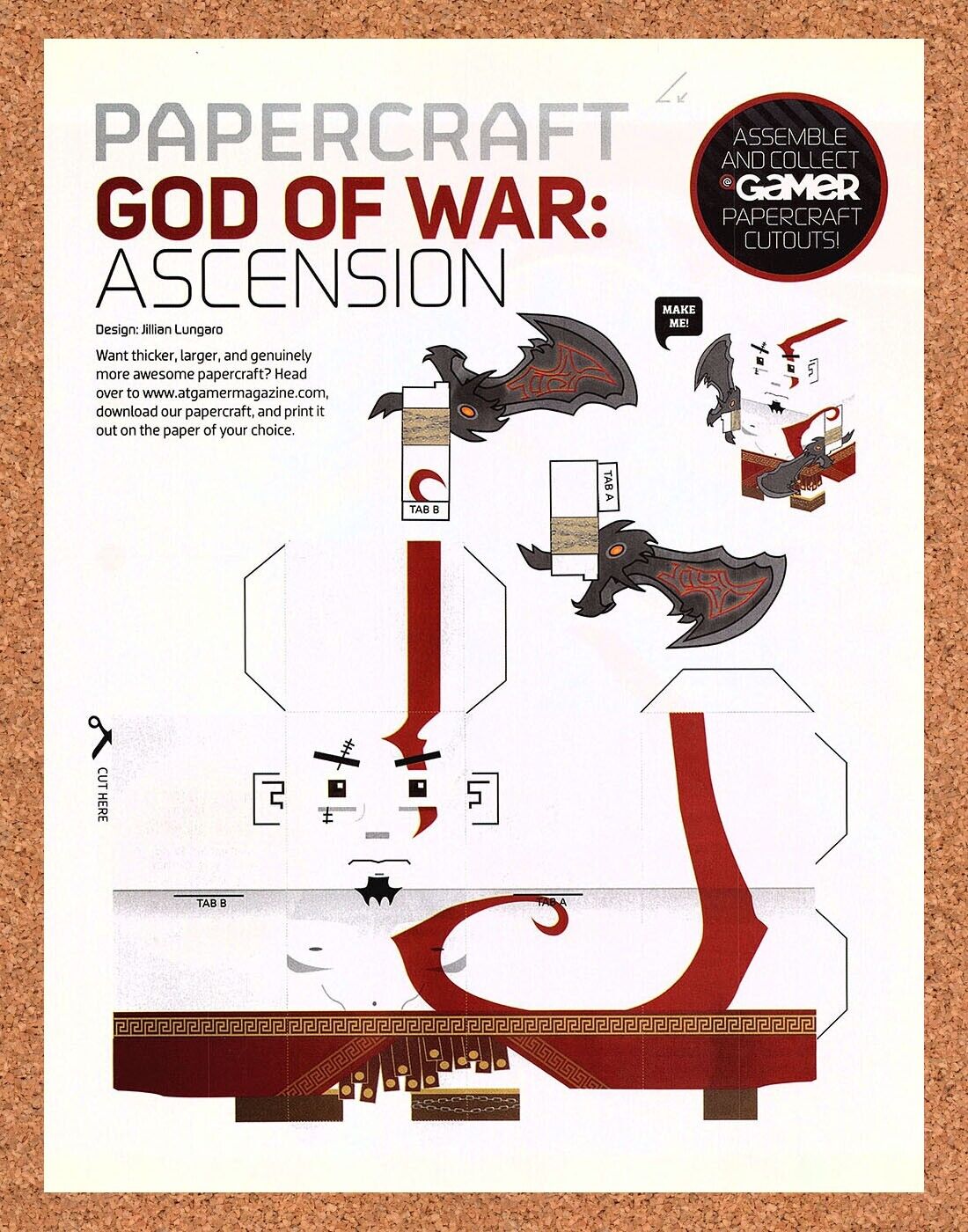 God Of War Ascen PaperCraft Original 2013 Authentic Video Game Collectible Promo
