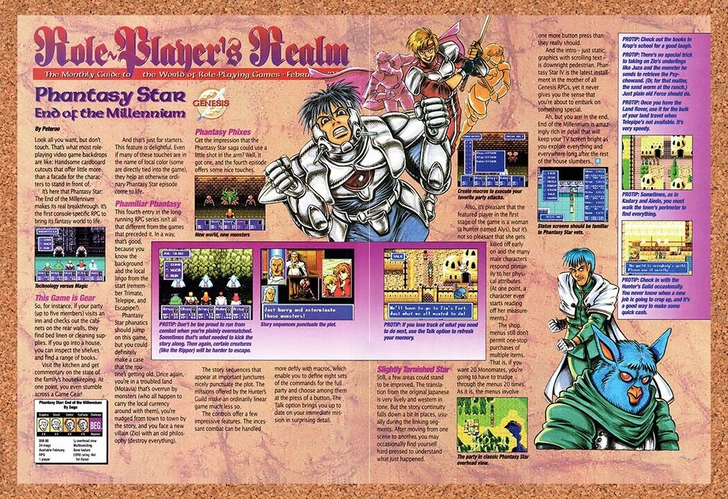 1995 Phantasy Star IV Genesis Original Advertisement / Retro Wall Art v3