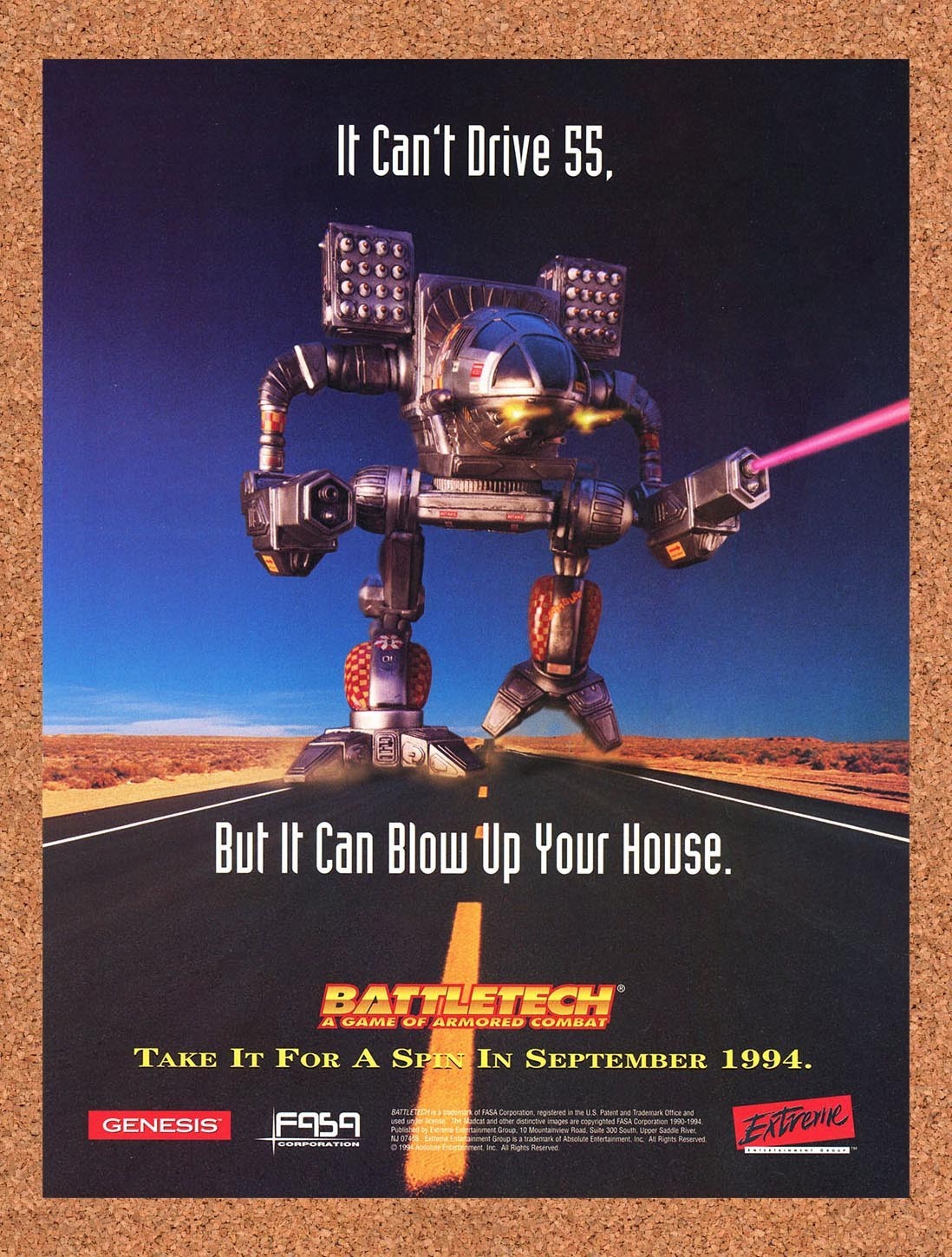 1994 BattleTech Genesis Original Advertisement / Retro Promo v1