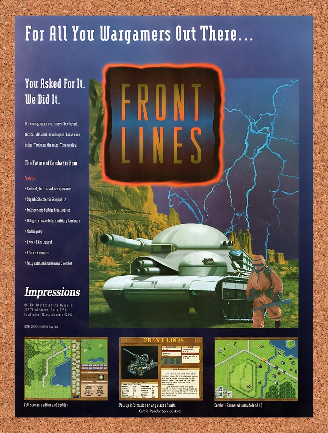 1994 Front Lines MS-DOS Original Advertisement / Retro Wall Art v1