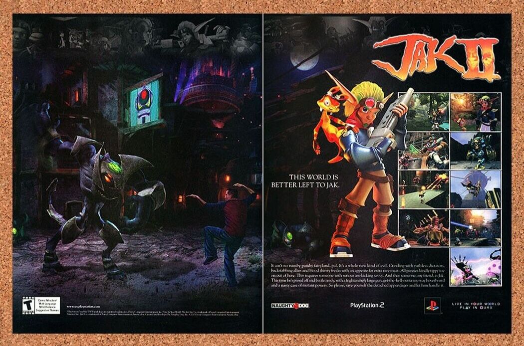 Jak II PS2 Original 2003 Ad Authentic PlayStation Video Game Wall Art Promo