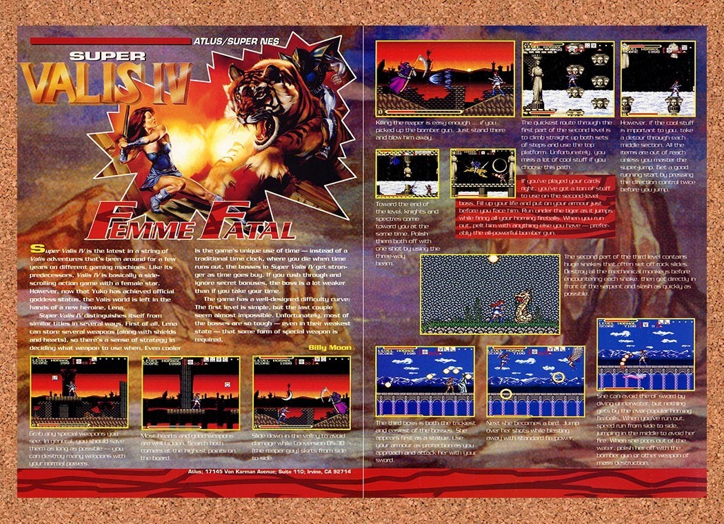 1993 Super Valis IV SNES Original Advertisement / Retro Promo v1