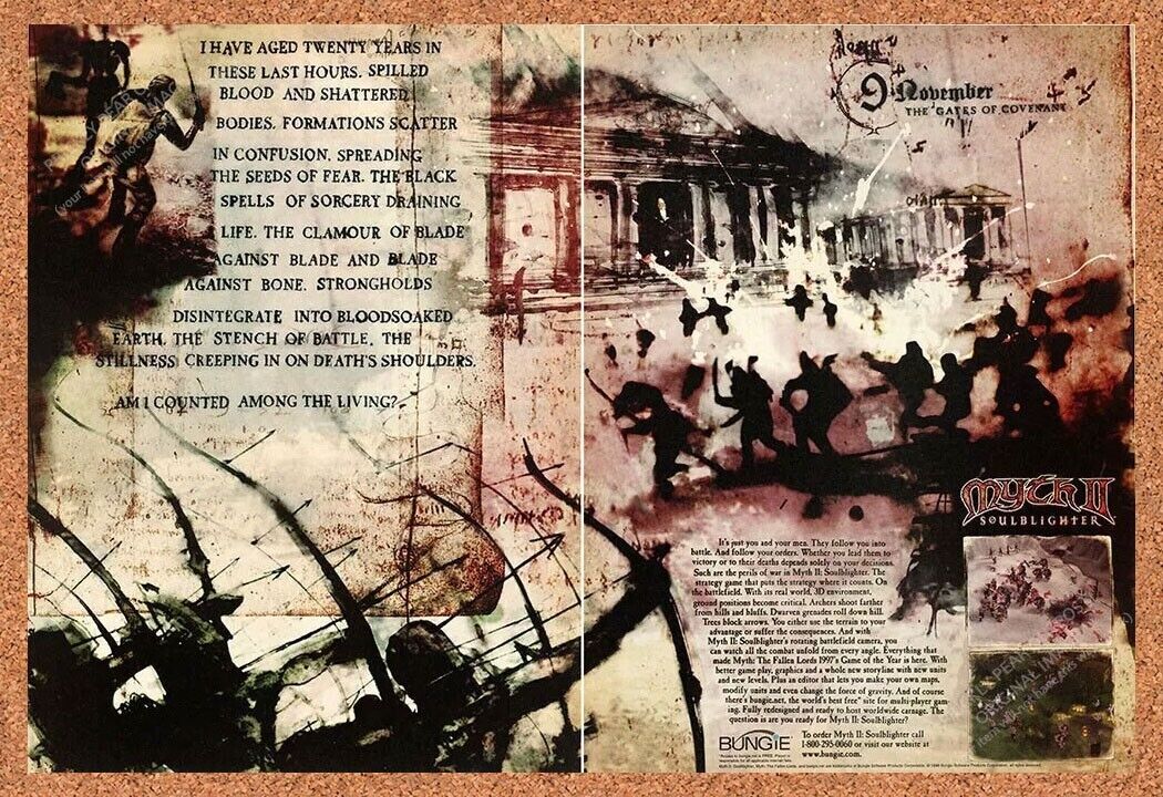 Myth II Soulblighter PC Original 2000 Ad Authentic Bungie Video Game PromoN