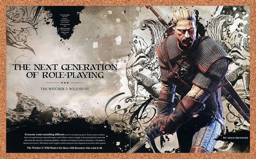 The Witcher 3 Wild Hunt Xbox One Original 2015 Ad Authentic Video Game Promo v1