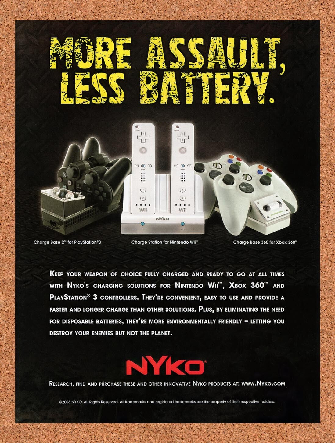 2008 Nyko Console Wireless Peripherals Original Ad / Retro Wall Art v4