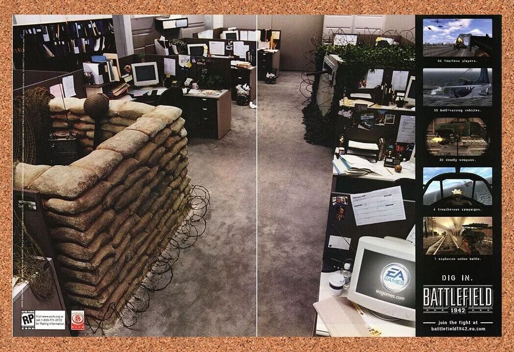 Battlefield 1942 PC Original 2003 Ad Authentic Funny Windows Video Game Promo