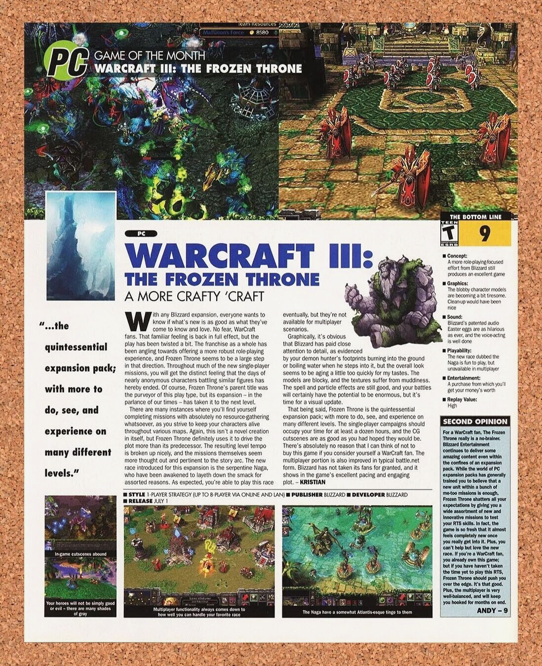 WarCraft III Frozen Throne PC Original 2005 Ad Authentic Video Game Promo v3