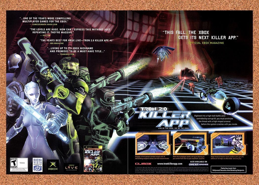 2004 Tron 2.0 Killer App PC Original Advertisement / Retro Promo v1
