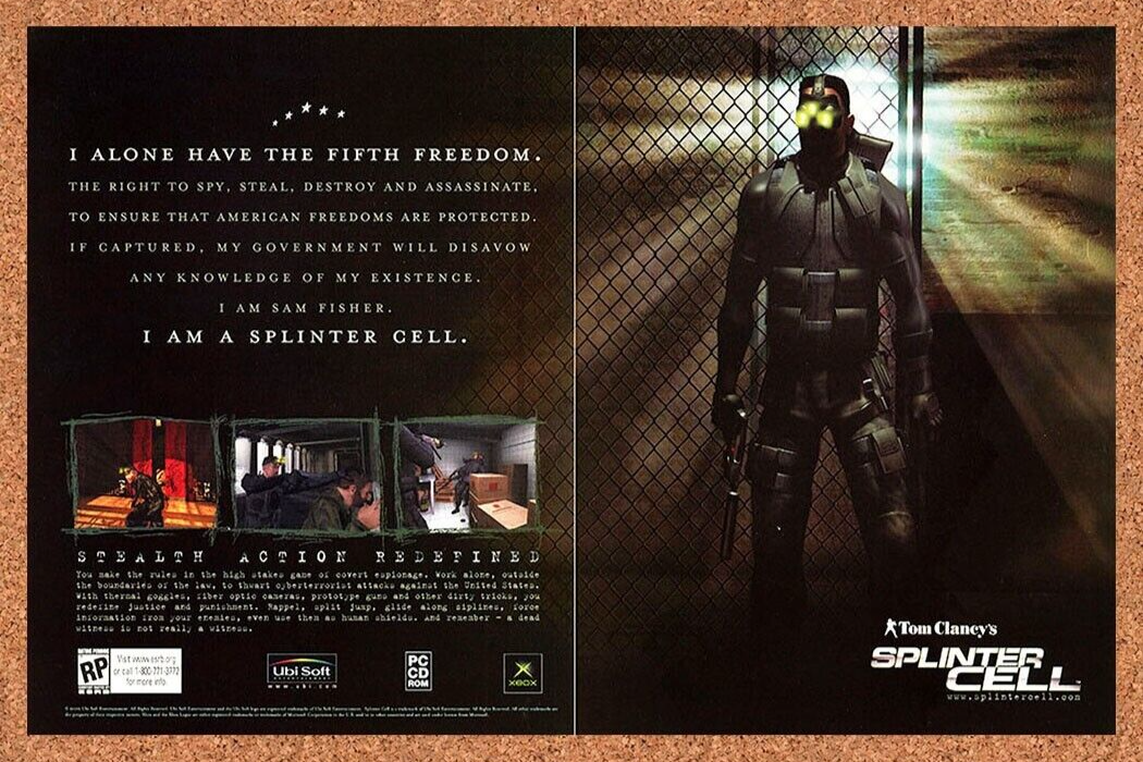 Splinter Cell Xbox Original 2007 Ad Authentic Ubisoft FPS Video Game Promo