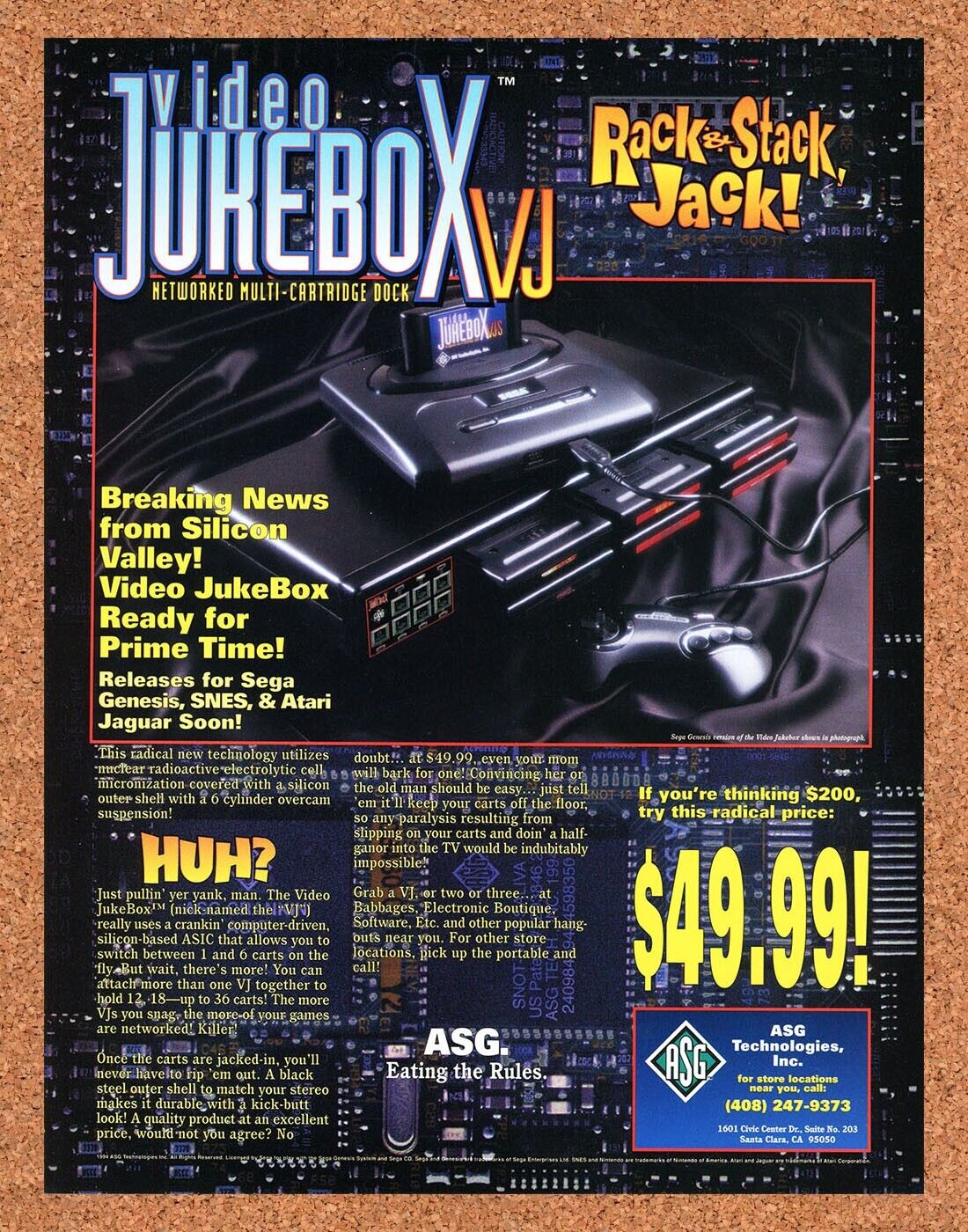 Sega Genesis Video Jukebox VJ Original 1994 Print Ad Authentic Video Game Promo