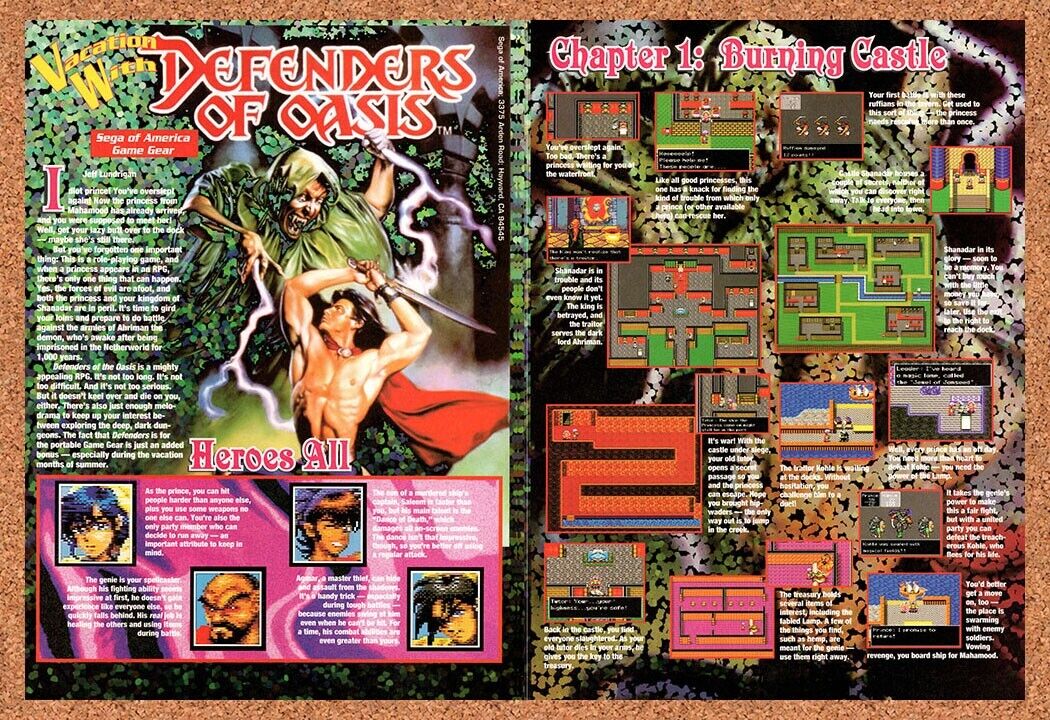 1993 Defenders Of Oasis Game Gear Original Advertisement / Retro Wall Art v1