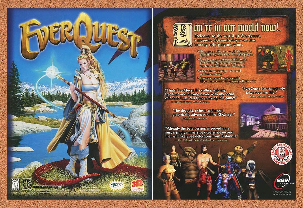 1999 EverQuest Vanilla PC Original Advertisement / Retro Promo v3