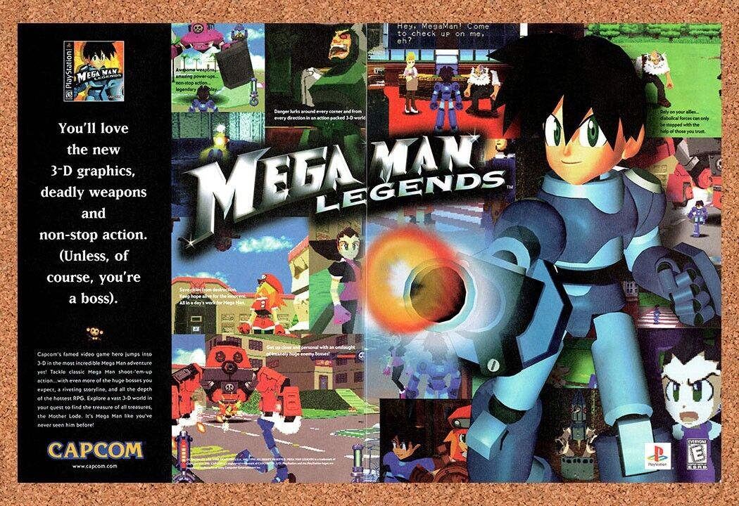 1997 Mega Man Legends PS1 Original Advertisement / Retro Wall Art v1