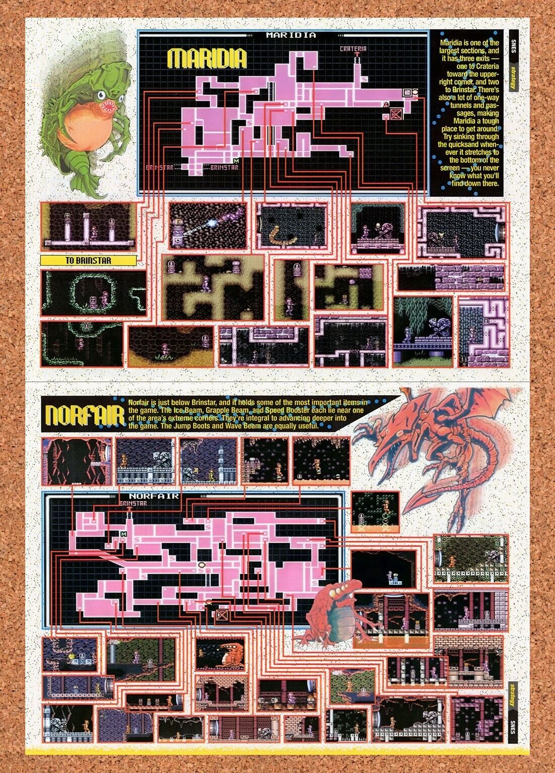 1993 Super Metroid Maridia Norfair Original Advertisement / Retro Wall Art v5